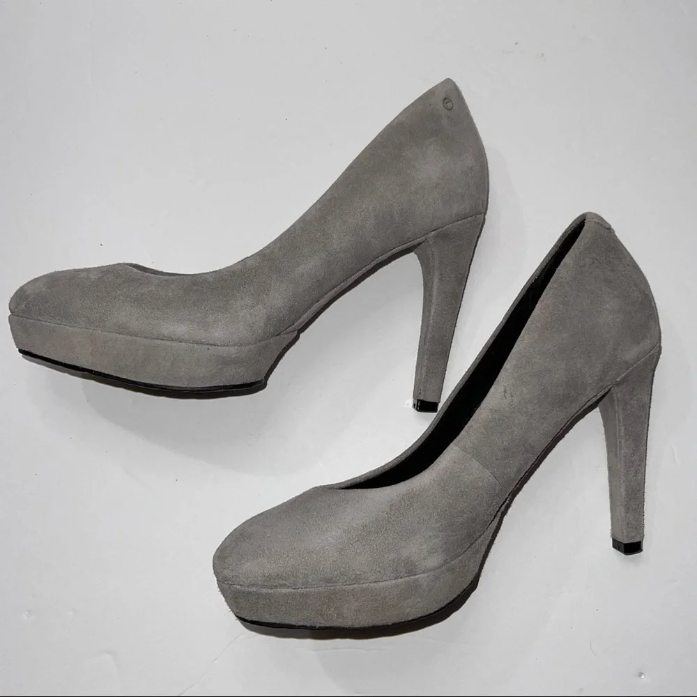 Rockport Gray Suede Platform Heels Adiprene By Adidas Size 5
